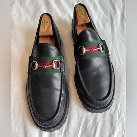Gucci Black Loafers Slip-On Elegance Gucci Slip On Loafer with Web Black Leather - _631619 CQXM0  main image 3